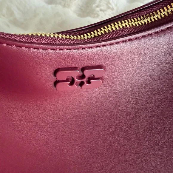 GANNI Burgundy Leather Shoulder and Crossbody Bag - Picture 7 of 15